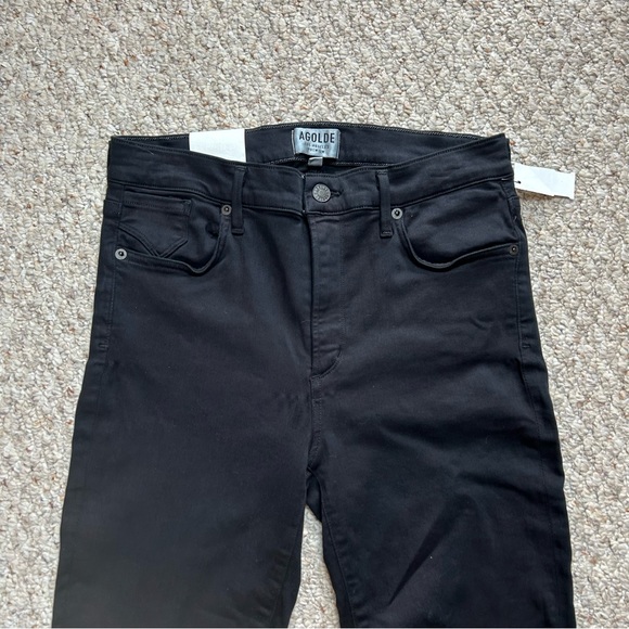 AGOLDE Jeans NWT Sophie High Rise Skinny Womens 31 Black Luxe Denim Stretch - Picture 2 of 12